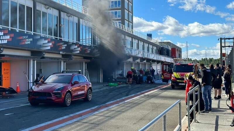 Smoke could be seen billowing from one of the garages