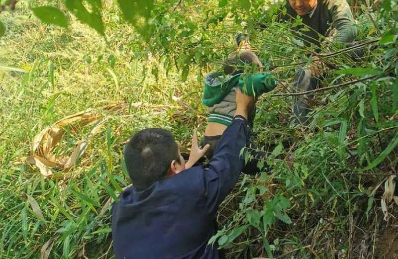 Cops found surveillance footage showing a wild macaque with the tot