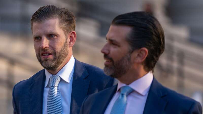 Donald Trump Jr and his brother Eric Trump arrive at New York Supreme Court for former President Donald Trump