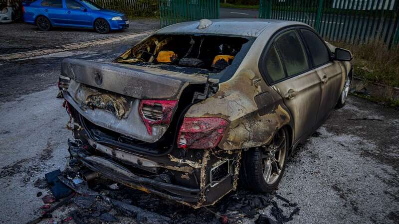 Cars at a business in Thurnsoe were set on fire (Image: Maynard Manyowa / Yorkshire Live)