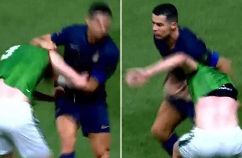 Scotland international wrestles Cristiano Ronaldo during feisty Saudi clash