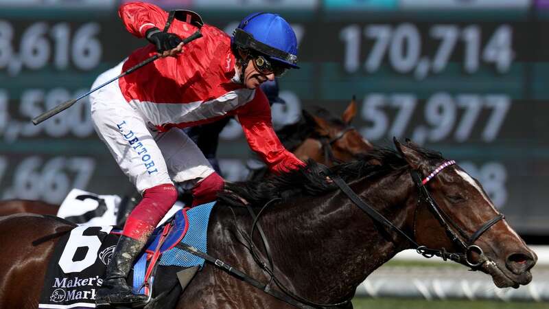 Frankie Dettori celebrates victory on Inspiral (Image: Getty Images)