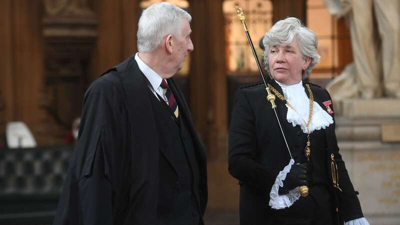 The current Black Rod walks alongside Commons Speaker Sir Lindsay Hoyle (Image: PA)