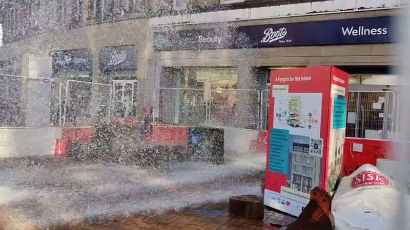 UK city high street left completely flooded after water pipe bursts