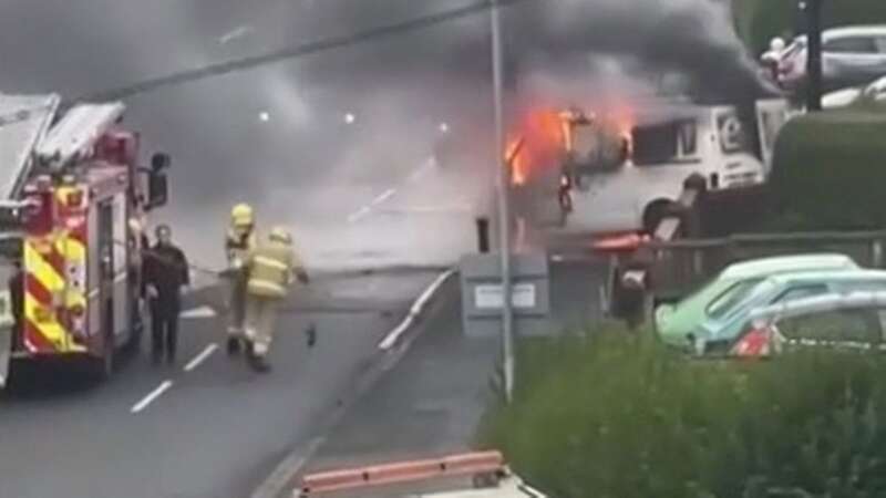 Dramatic moment van crashes and bursts into flames after Tesco Express robbery