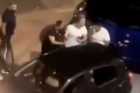 The shocking footage involved men trading blows and brandishing weapons.