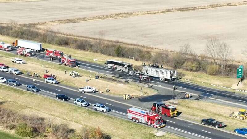 A charter bus carrying Ohio high school students was involved in a serious crash (Image: WSYX)