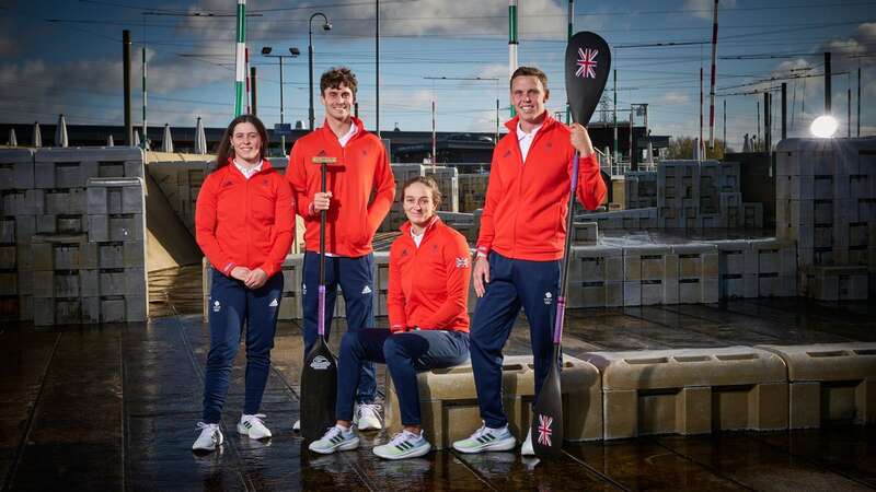 Adam Burgess (second from left) with his fellow Paris-bound canoeists Kimberley Woods, Mallory Franklin and Joe Clarke (Image: Team GB)