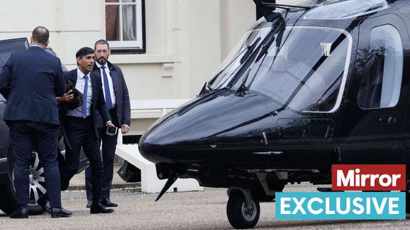 Rishi Sunak walks to the chopper to catch a flight last month (Image: Jonathan Buckmaster)