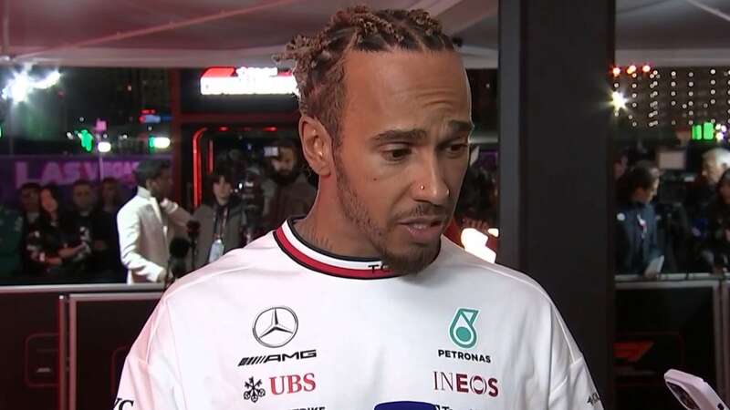 Lewis Hamilton reacted to a testing Las Vegas Grand Prix (Image: Sky Sports)