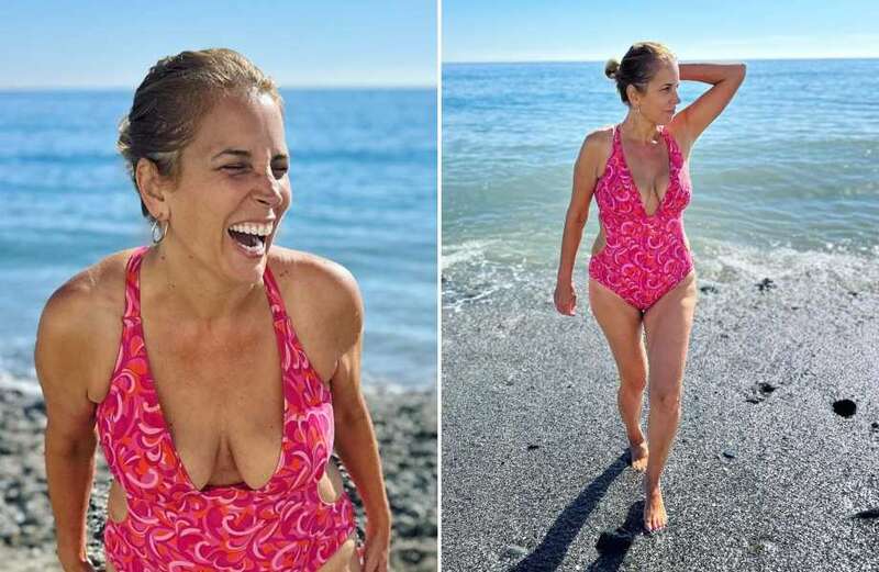 The presenter left fans hot under the collar as she donned a stunning one-piece