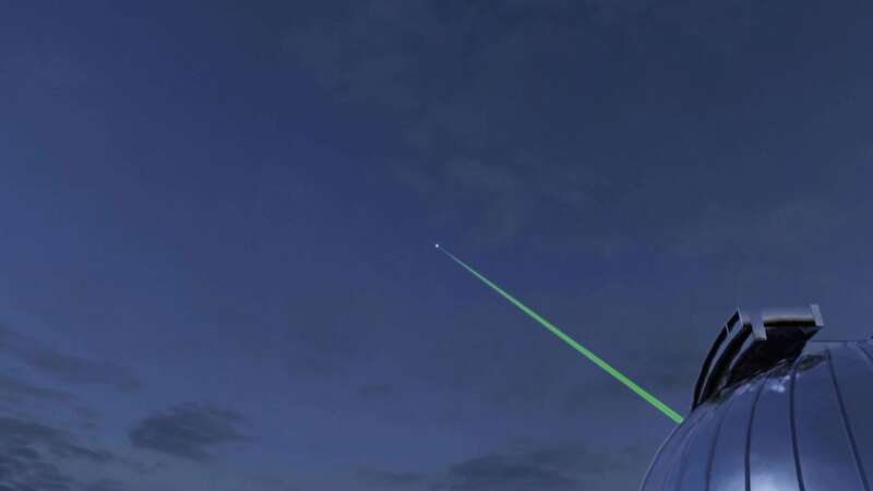 Illustration of the DSOC flight laser transceiver communicating with the ground systems (Image: JPL/NASA/SWNS)