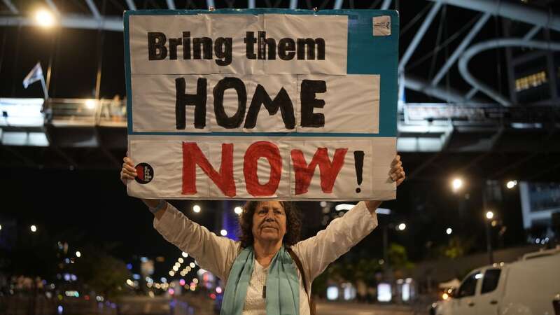 Israeli protesters calling for the release of the hostages in Tel Aviv yesterday (Image: Getty Images)