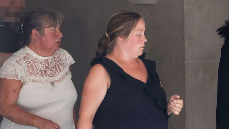 Cindy Molyneux and Emma Lomax Newton leaving Manchester Criwn Court (Image: Men Media)