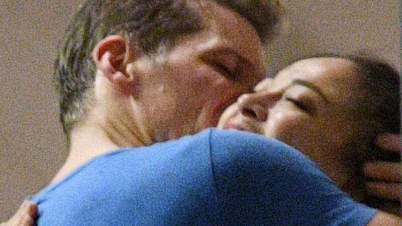 Nigel Harman kisses Katya Jones during intimate Strictly training session