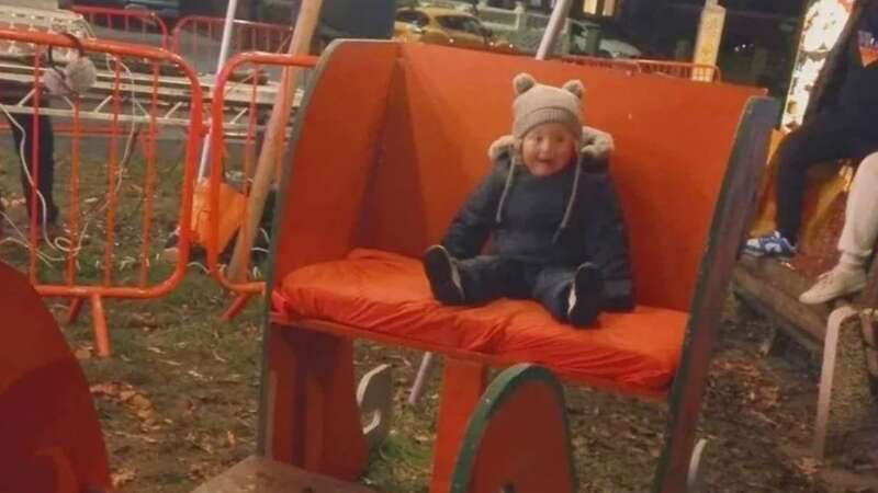 Toddler Archie Williams went blue and floppy at a Christmas lights switch on (Image: Nicola Williams)