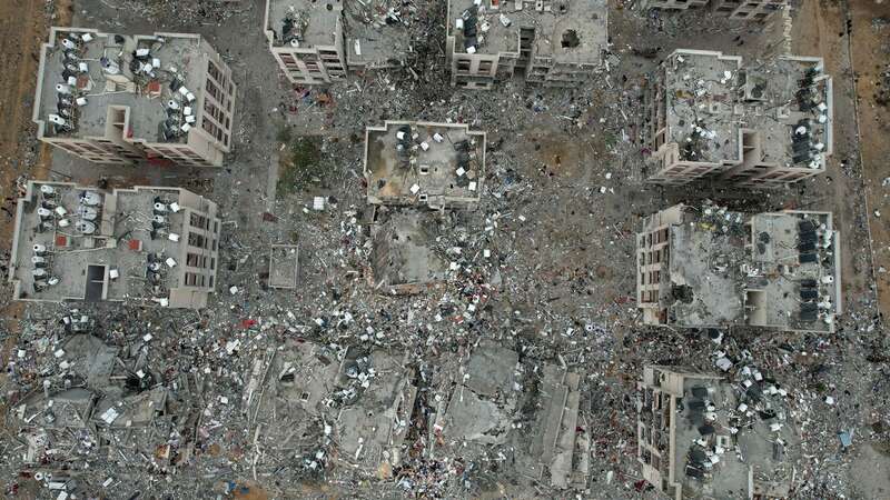 Destruction caused by Israeli strikes in Wadi Gaza in the central Gaza Strip (Image: AFP via Getty Images)