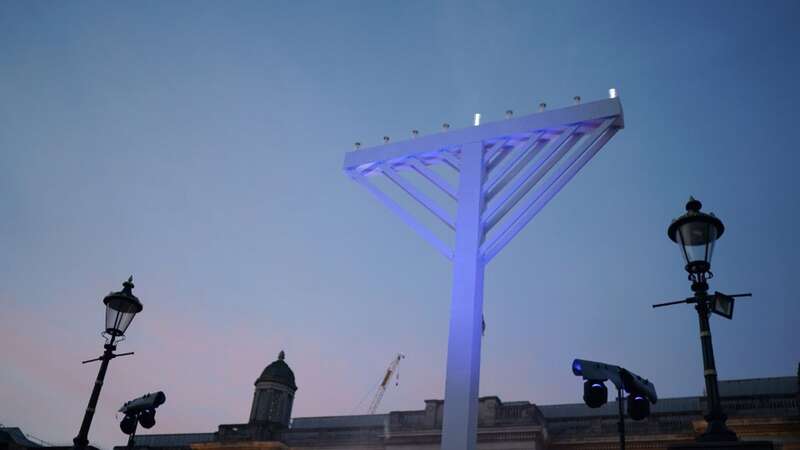 A Menorah lit during Chanukah in Trafalgar Square a few years ago (Image: Peter Summers)