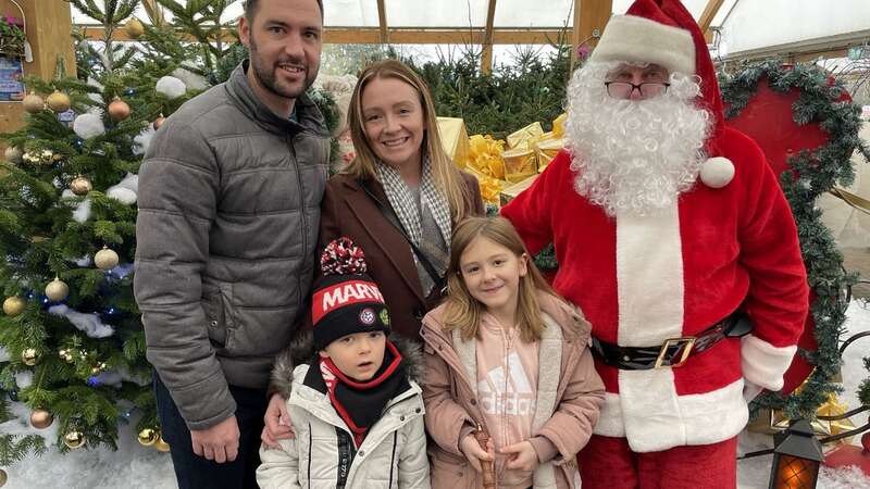 Gary Mackay, with his wife Lisa and children, Sienna and Sebastian at Christmas 2022 (Image: Brain Tumour Research / SWNS)