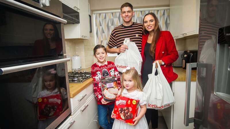 Megan and Connor, with their children Benjamin and Arabella, are making it a Christmas to remember with delivery from Iceland (Image: Amy Standford)