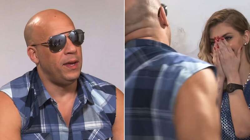 Vin Diesel got on his knees and crawled during an interview with Carol Moreira