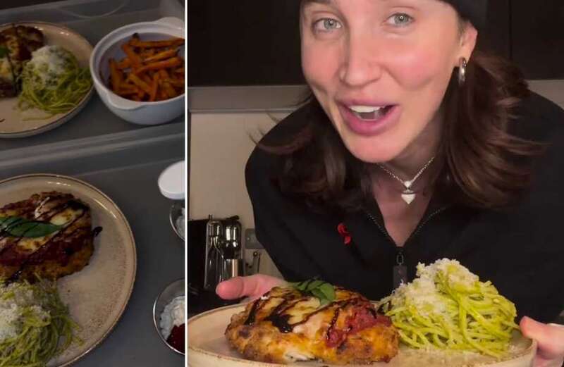 The star was making dinner for her fiance, who is a top footballer