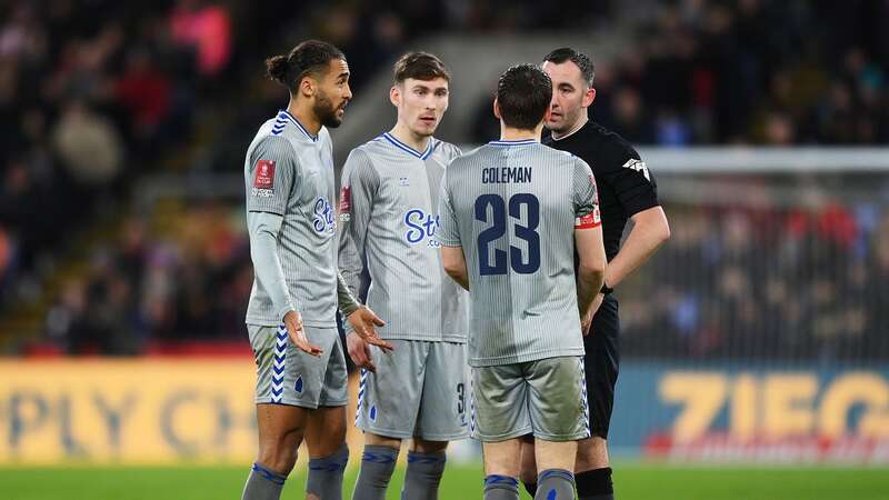 Dominic Calvert-Lewin was sent off for this challenge on Nathaniel Clyne. (Image: Getty Images)