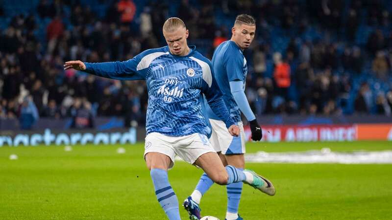 Erling Haaland wearing Manchester City