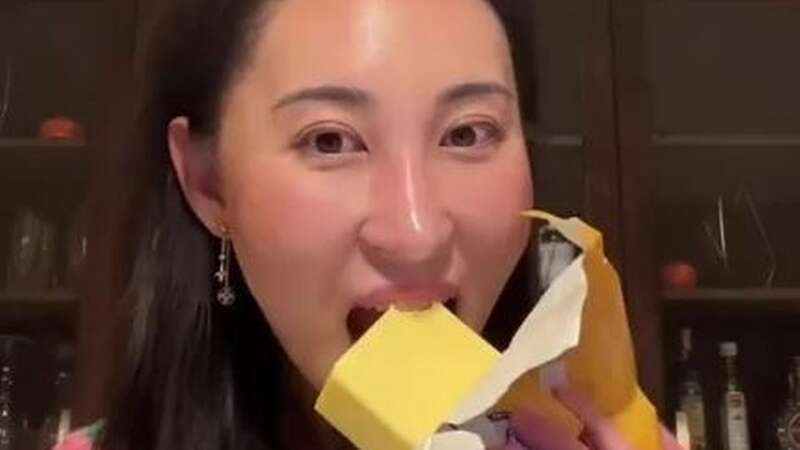 Bella devours whole blocks of butter and hailed the health benefits of doing so (Image: @steakandbuttergal/TikTok)