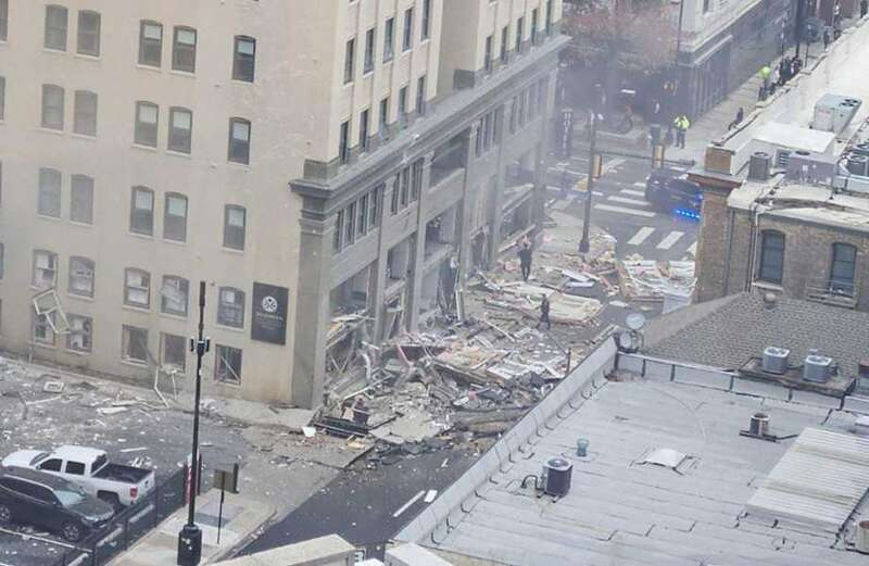 Much of the historic hotel was reduced to rubble