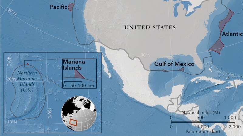 The U.S. Department of State (DOS) said the United States has shifted geographic coordinates defining the outer limits of the continental shelf in areas beyond 200 nautical miles from the coast (Image: DOS/SWNS)