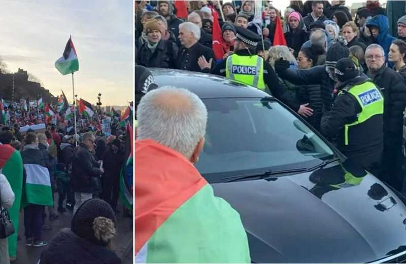 The motorist, aged 70, allegedly tried to drive through a crowd of hundreds of activists