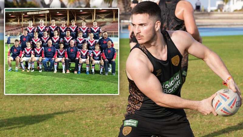 Ben McNamara in training with Leigh and, inset, as captain of Sydney Roosters Under 15s which had current Leigh boss Adrian Lam on its staff (Image: Terry Rytz)