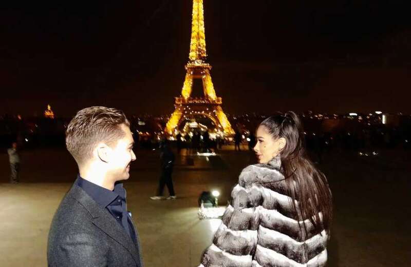 AJ Pritchard looked as though he was down on one knee in front of the Eiffel Tower