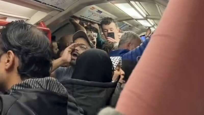 Many of the passengers travelling on the Central line are believed to have been heading to an an anti-Israel march (Image: @RubyJLL/X)