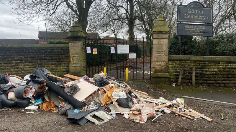 The large pile of rubbish was found outside the cemetery (Image: MEN Media)