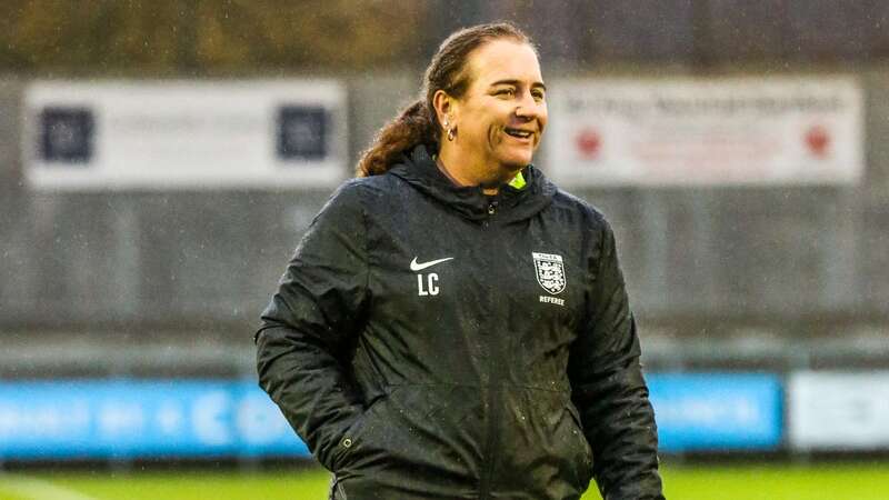 Lucy officiating at the Dartford versus Hashtag United