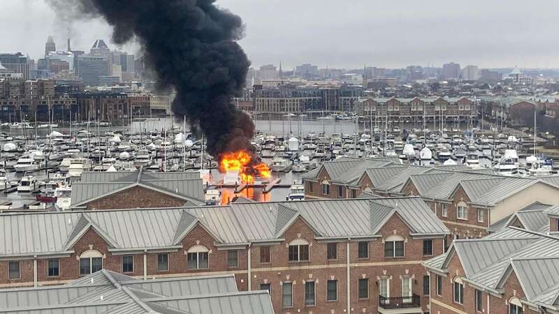 Boats were spotted on fire at Anchorage Marina in Baltimore