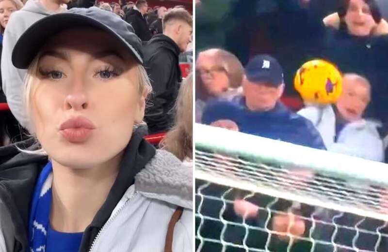 The influencer also shared videos of herself on the Anfield concourse with Blues