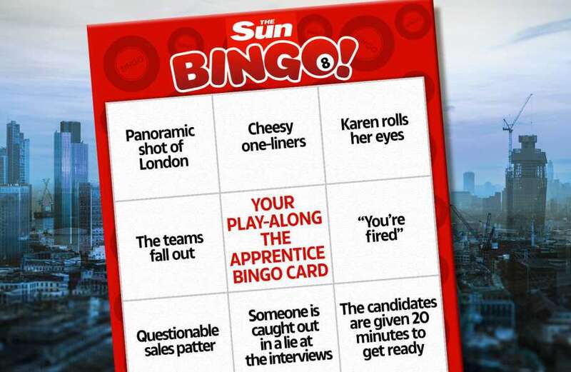 No one gets fired in Sun Bingo's play-along DIY The Apprentice bingo game