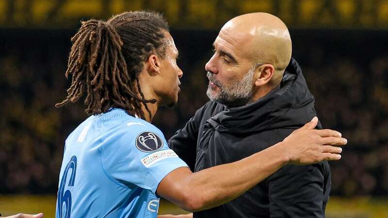 Nathan Ake with his boss Pep Guardiola (Image: Nigel Keene/ProSports/REX/Shutterstock)