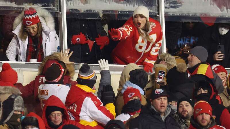 Pop superstar Taylor Swift wore a custom-made puffer jacket for the AFC Wild Card Playoffs clash between the Miami Dolphins and the Kansas City Chiefs (Image: 2024 Getty Images)