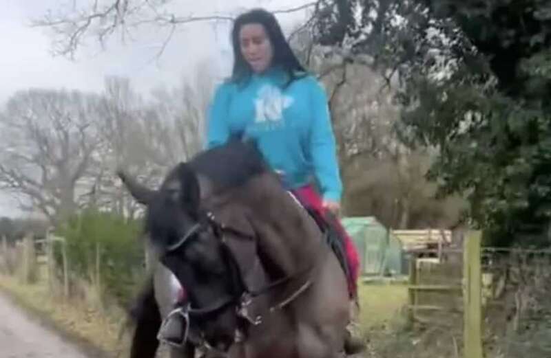 Footage shows the mum riding - but fans spotted a detail they said was a safety concern