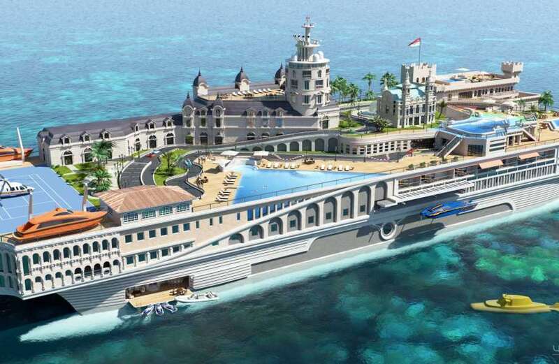 The yacht features a circuit modelled after a famous F1 track