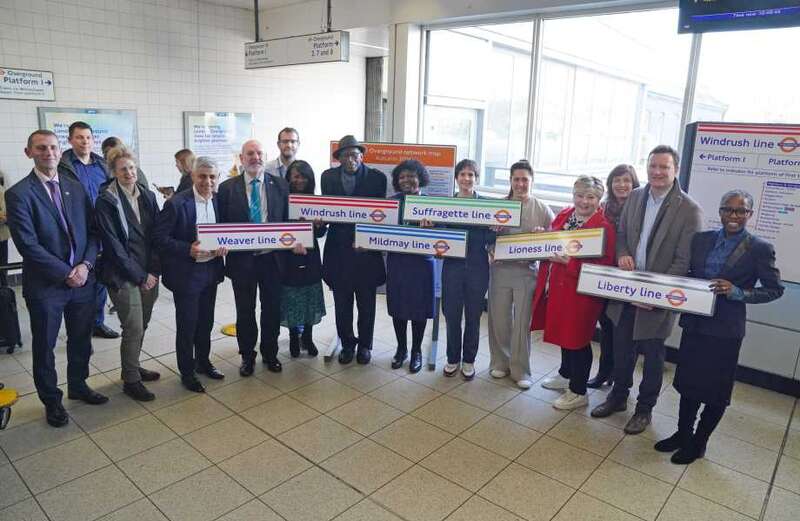 New overground line names include the "Suffragette Line" and the "Windrush Line"