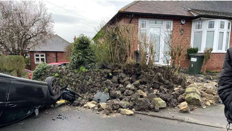 A car flipped onto its roof after the driver lost control and smashed into a woman