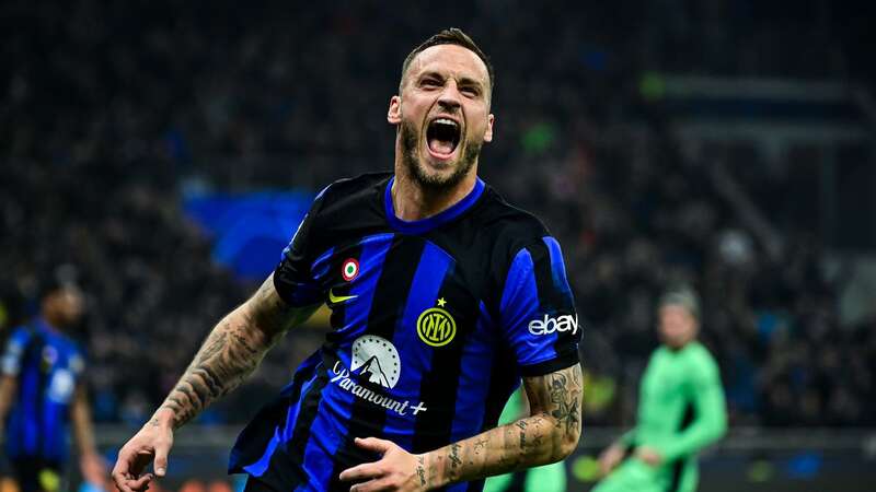 Marko Arnautovic celebrates scoring for Inter Milan against Atletico Madrid (Image: Getty Images)