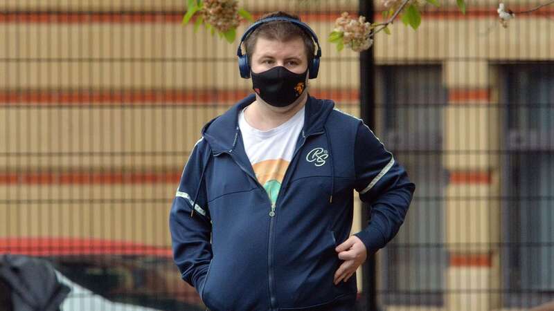 Michael Davis pictured outside Leicester crown court amidst the trial over baby Ollie