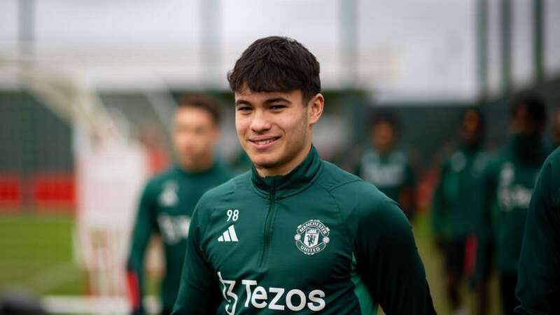 Gabriele Biancheri of Manchester United in action during a first team training session at Carrington