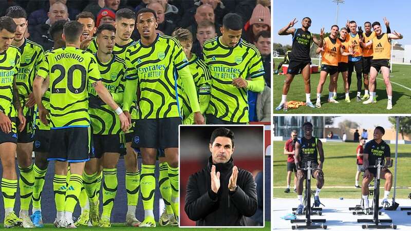 Mikel Arteta and his players celebrate after putting Sheffield United to the sword (Image: Rich Linley - CameraSport via Getty Images)